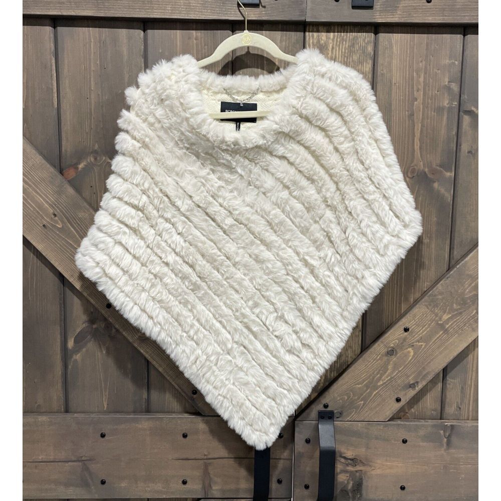 BCBGMAXAZARIA Poncho Style Faux Fur Jacket Cream Ivory Color‎ Women's Size XL - Picture 8 of 15
